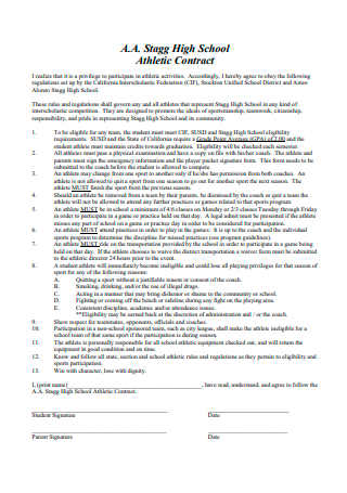 High School Athletic Coach Contract