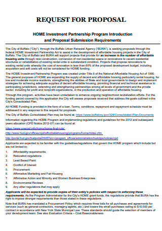 Home Investment Partnership Program Request For Proposal