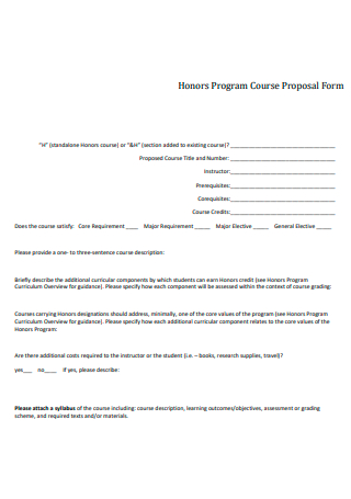 Honors Program Course Proposal Form