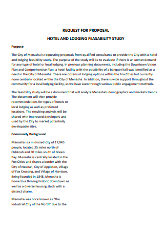 Hotel and Lodging Feasability Study Request For Proposal