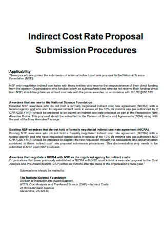 Indirect Cost Rate Proposal Submission Procedures