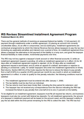 Installment Agreement Program