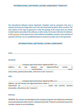 International Software License Agreement