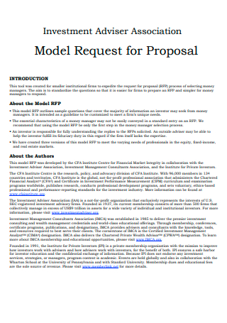 Investment Adviser Association Model Request For Proposal