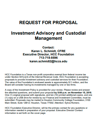 Investment Advisory and Custodial Management Request For Proposal