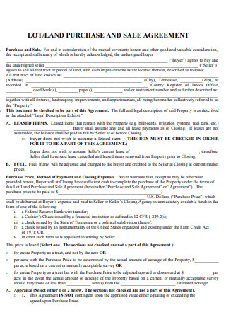 Land Purchase and Sale Agreement Form