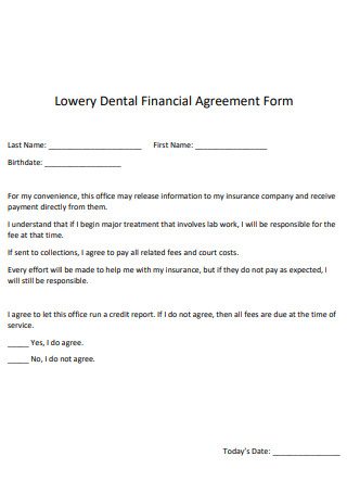 Lowery Dental Financial Agreement Form