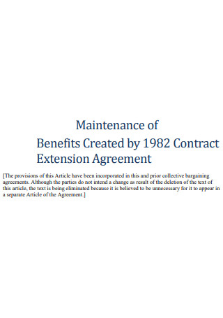 Maintenance of Benefits Contract Extension Agreement