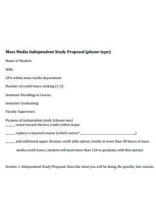 Media Independent Study Proposal