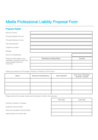 Media Professional Liability Proposal Form