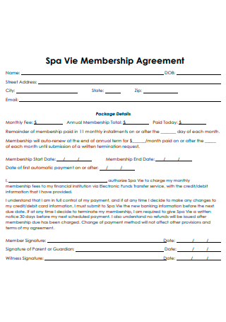 Membership Agreement Example