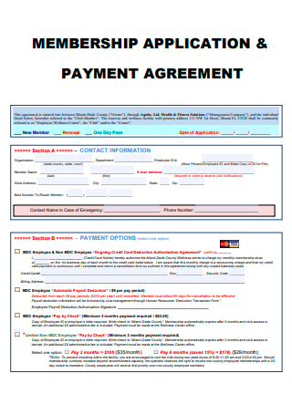 Membership Application and Payment Agreement