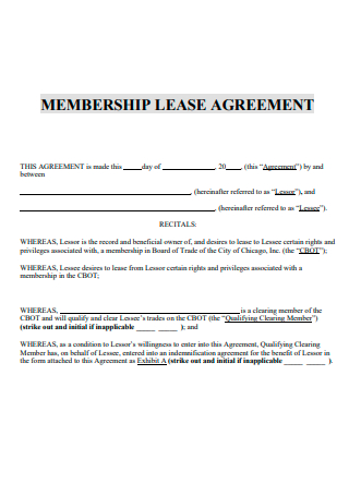 Membership Lease Agreement