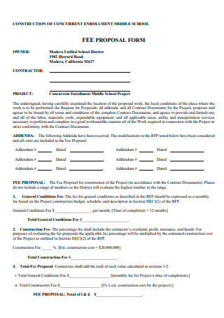 Middle School Fee Proposal Form