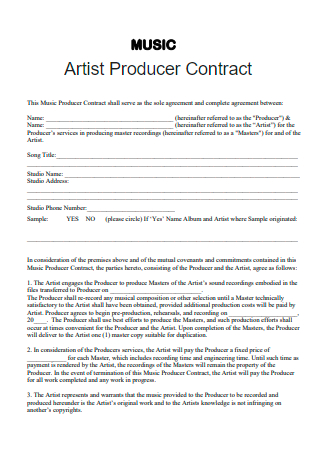 Music Artist Producer Contract