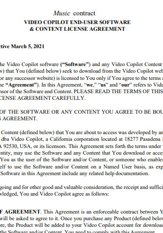 Music Software License Contract