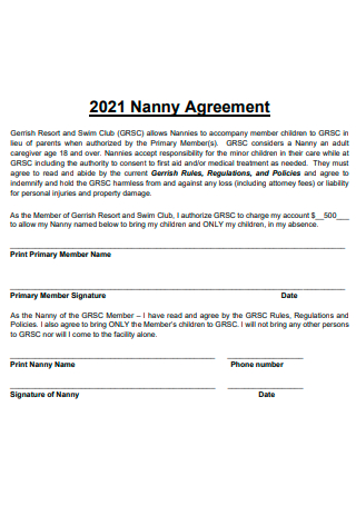 Nanny Agreement in PDF