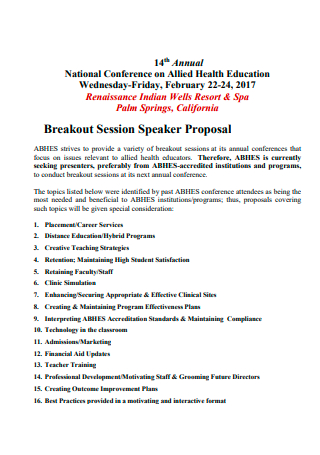 National Conference Breakout Session Speaker Proposal