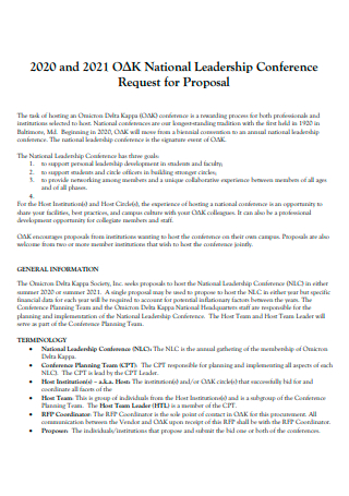 National Leadership Conference Request For Proposal