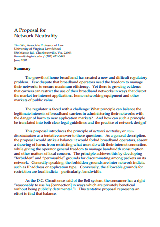 Network Neutrality Proposal