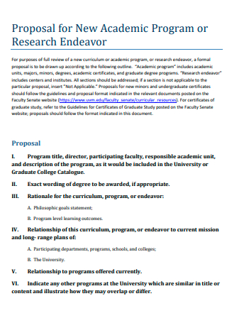 New Academic Program or Research Endeavor Proposal