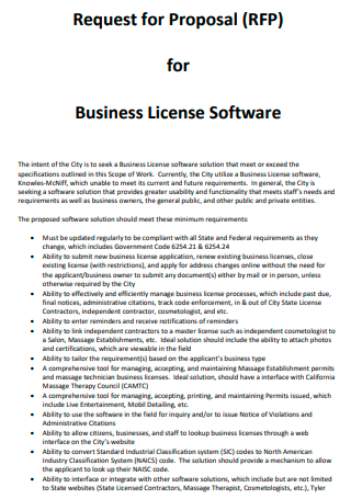 New Business License Software Proposal