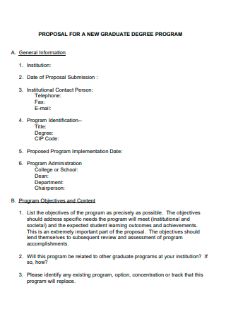 New Graduate Degree Program Proposal