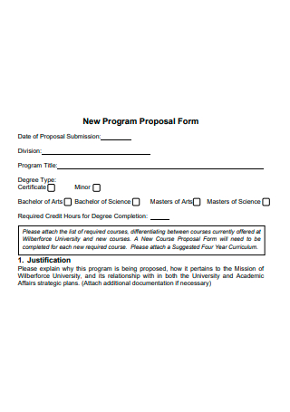 New Program Proposal Form