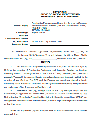 Office of Capital Improvements Professional Services Agreement