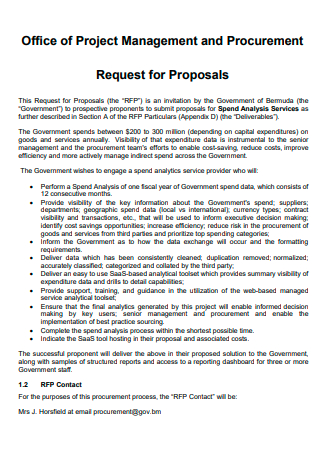 Office of Project Management and Procurement Request For Proposal