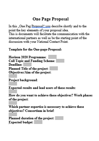 One Page Proposal in DOC