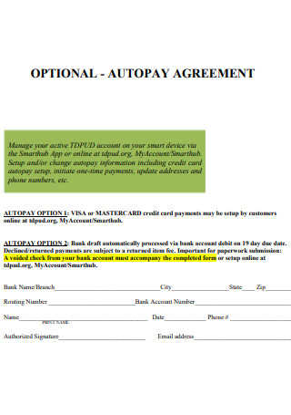 Optional Auto Pay Agreement