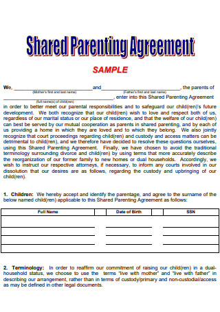 Parenting Agreement Example