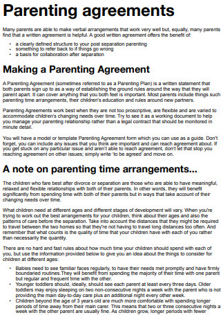 Parenting Agreement