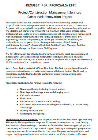 Park Renovation Project Management Request For Proposal
