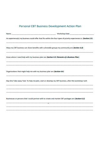 Personal Business Development Action Plan