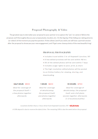 Photography and Video Proposal