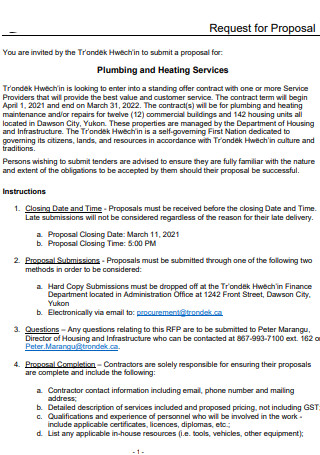 Plumbing and Heating Services Contract Proposal
