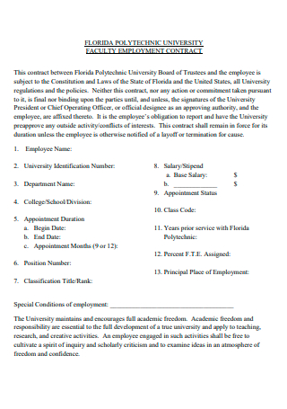 Polytechnic University Employment Contract