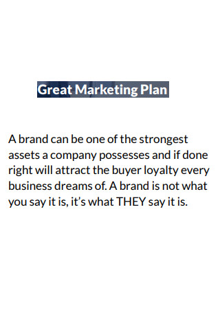 Printable Brand Marketing Plan