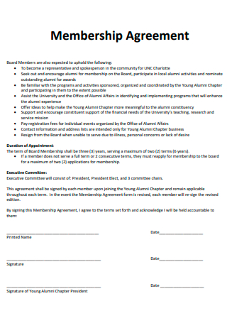 Printable Membership Agreement