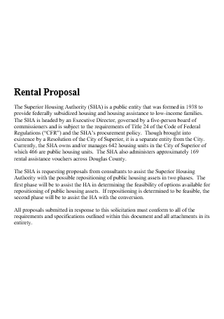 Printable Rental Proposal