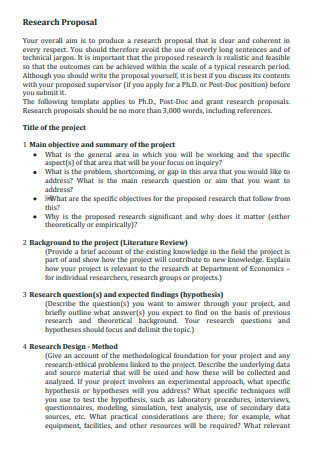 Printable Research Project Proposal