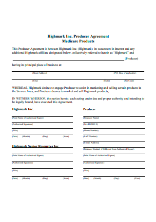 Producer Agreement For Medicare Products