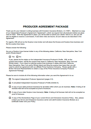 Producer Agreement Package