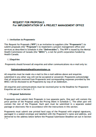 Project Management Office Request For Proposal