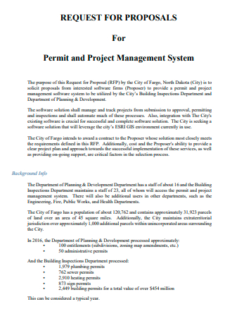 Project Management System Request For Proposal