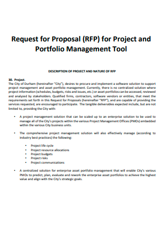 Project and Portfolio Management Request For Proposal