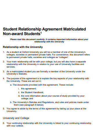 Relationship Agreement Matriculated