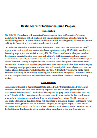 Rental Market Stabilization Fund Proposal